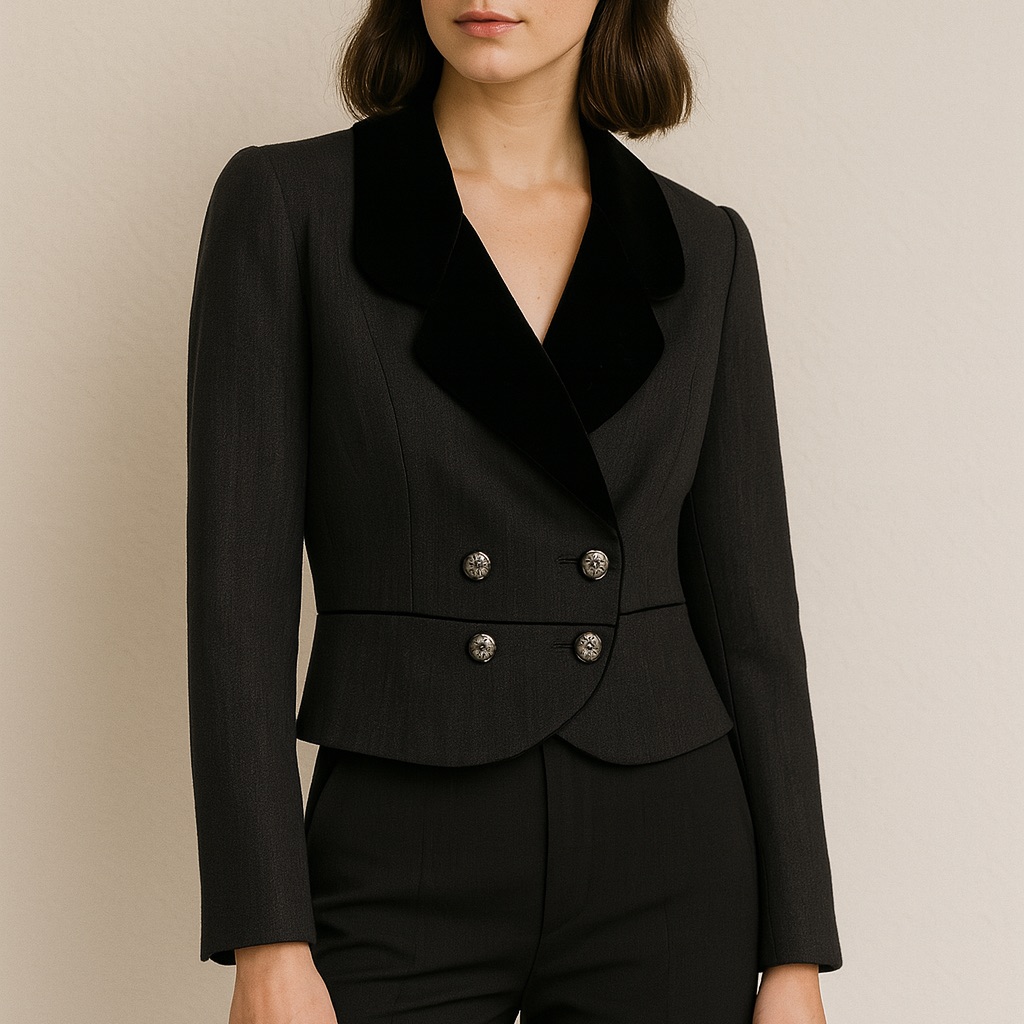 Vintage Emanuel Ungaro Paralleled Paris Velvet Collar/Detail Jacket Size 8